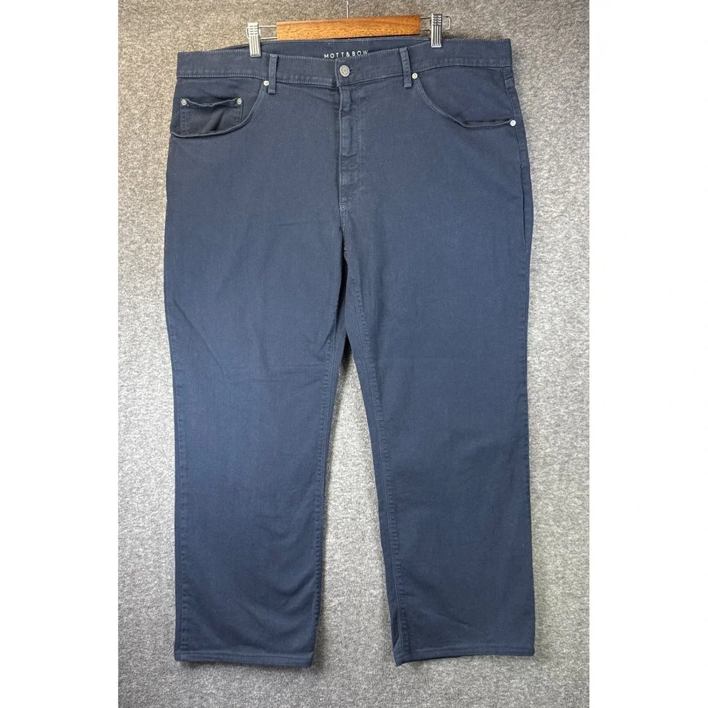 Mott & Bow Mercer Pants Men 42x30 Blue Preppy Straight Leg Cotton Stretch Travel